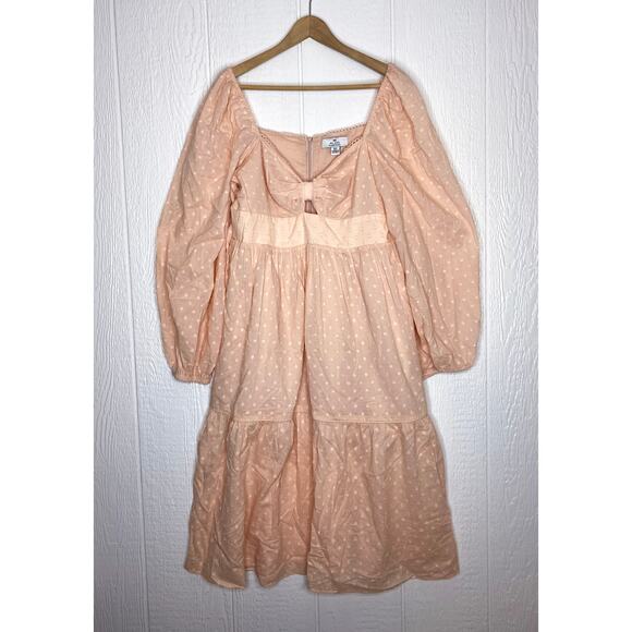 WE ARE KINDRED 'Isabella' Pink Cotton Swiss Dot Bustier Midi Dress US 8 - Picture 2 of 9